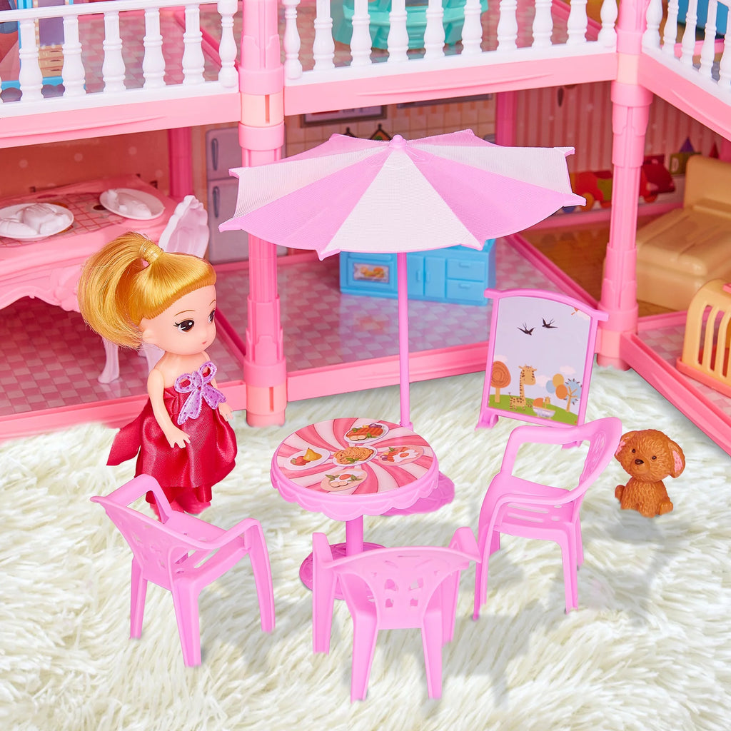 5-Story 19 Rooms Dollhouse with 1 Doll Toy Figure W7389