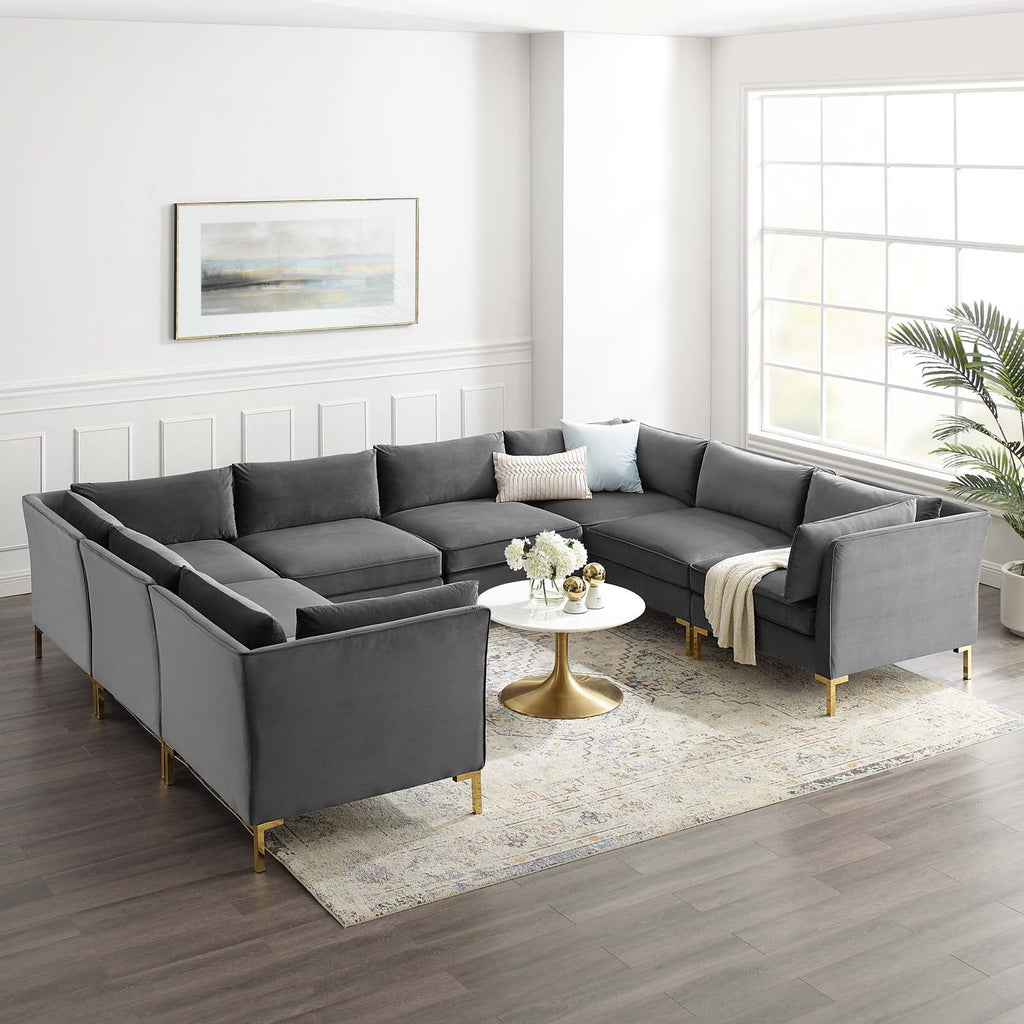 8-Piece Performance Velvet Sectional Sofa in Gray F842
