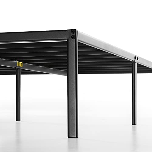 14 Inch Metal Platform Bed with Steel Slat Mattress Foundation Queen Black L910
