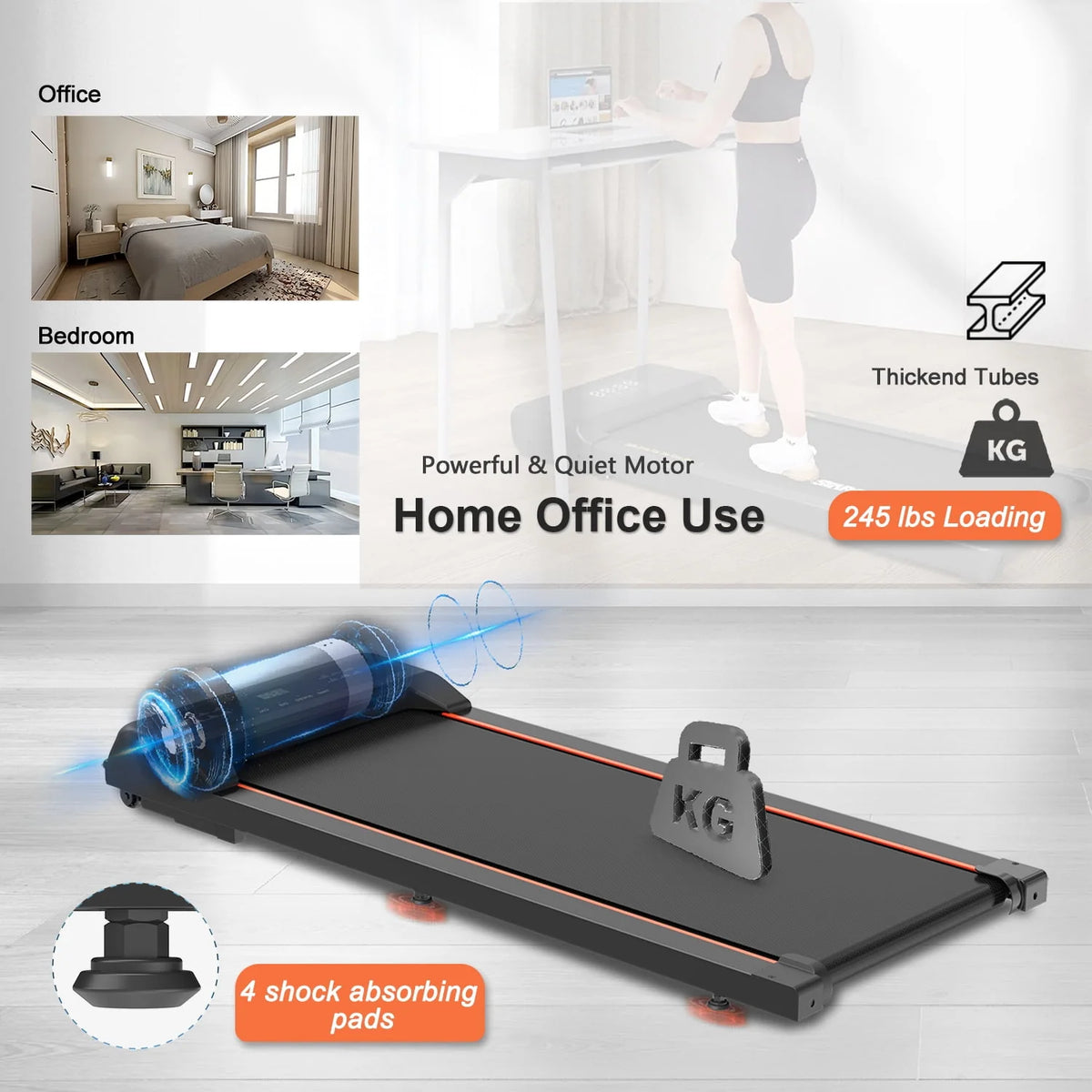 Portable Treadmill with LED Display and Remote Control T1414