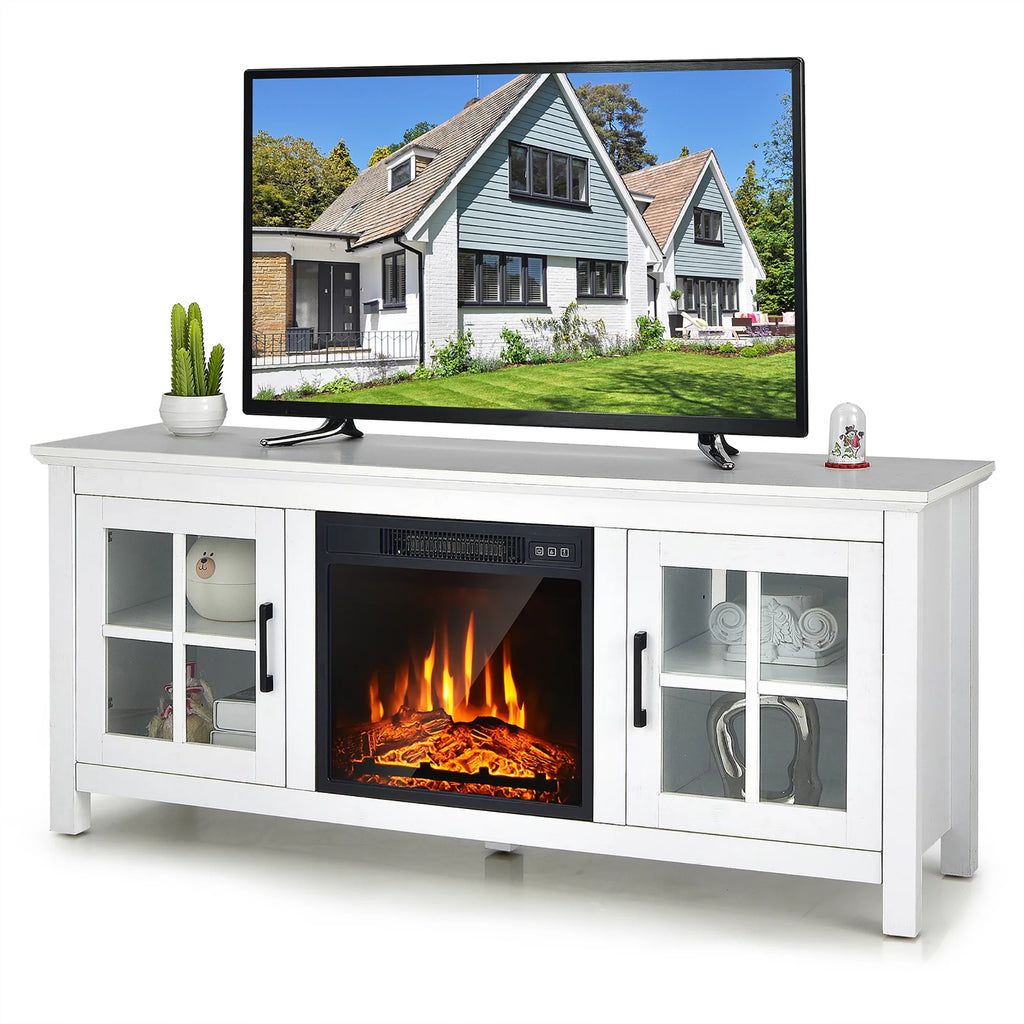 58 Inches Fireplace TV Stand with 1400W Electric Fireplace K578