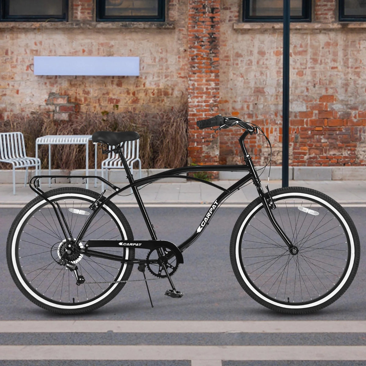 Green Single Speed Bike with Rear Cargo Rack R538601
