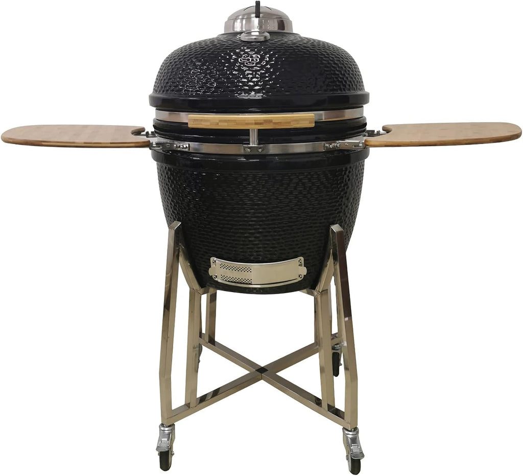 24 Kamado Ceramic Grill with Stainless Steel Cart I85126