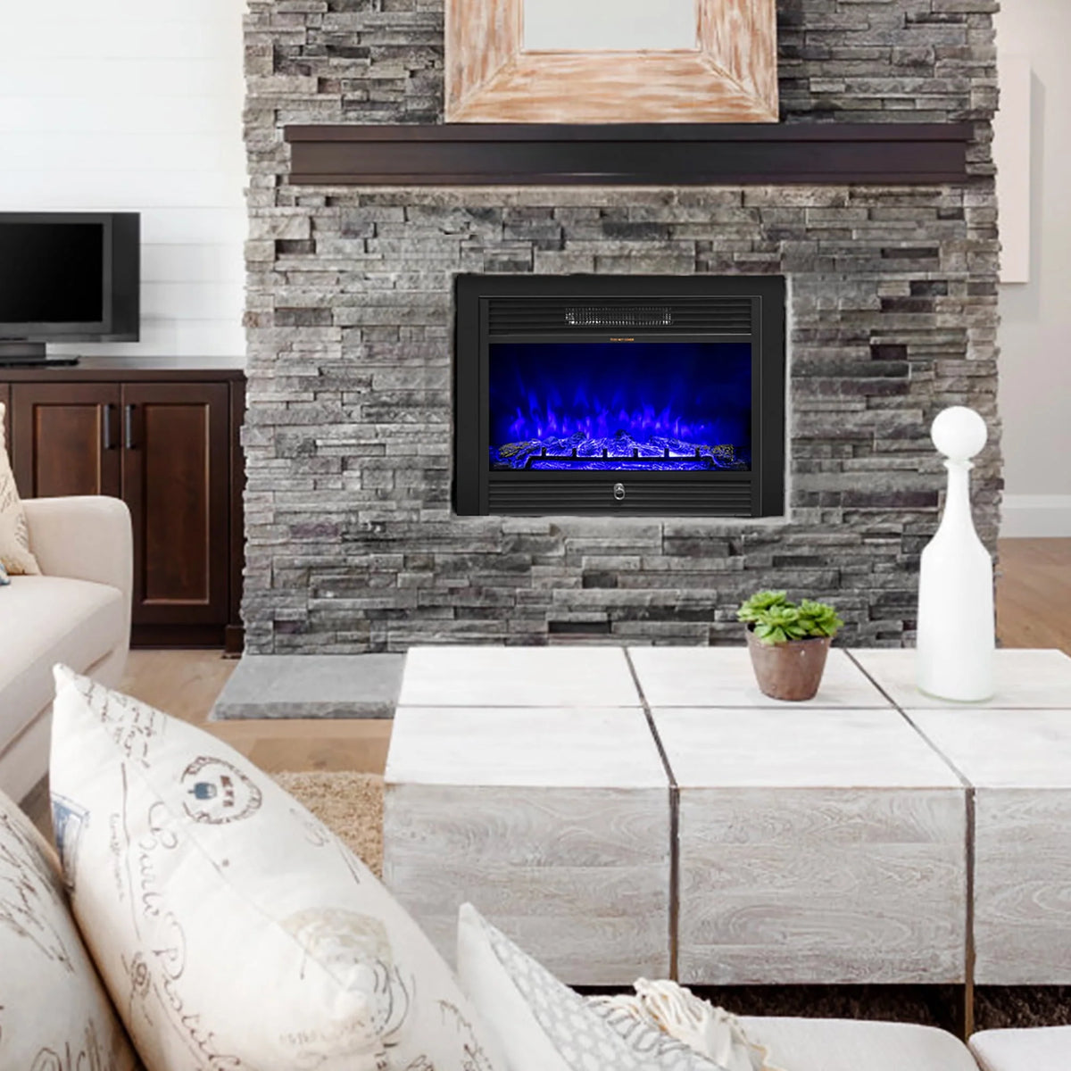 28.5 Electric Fireplace Insert Heater with Remote Y1681