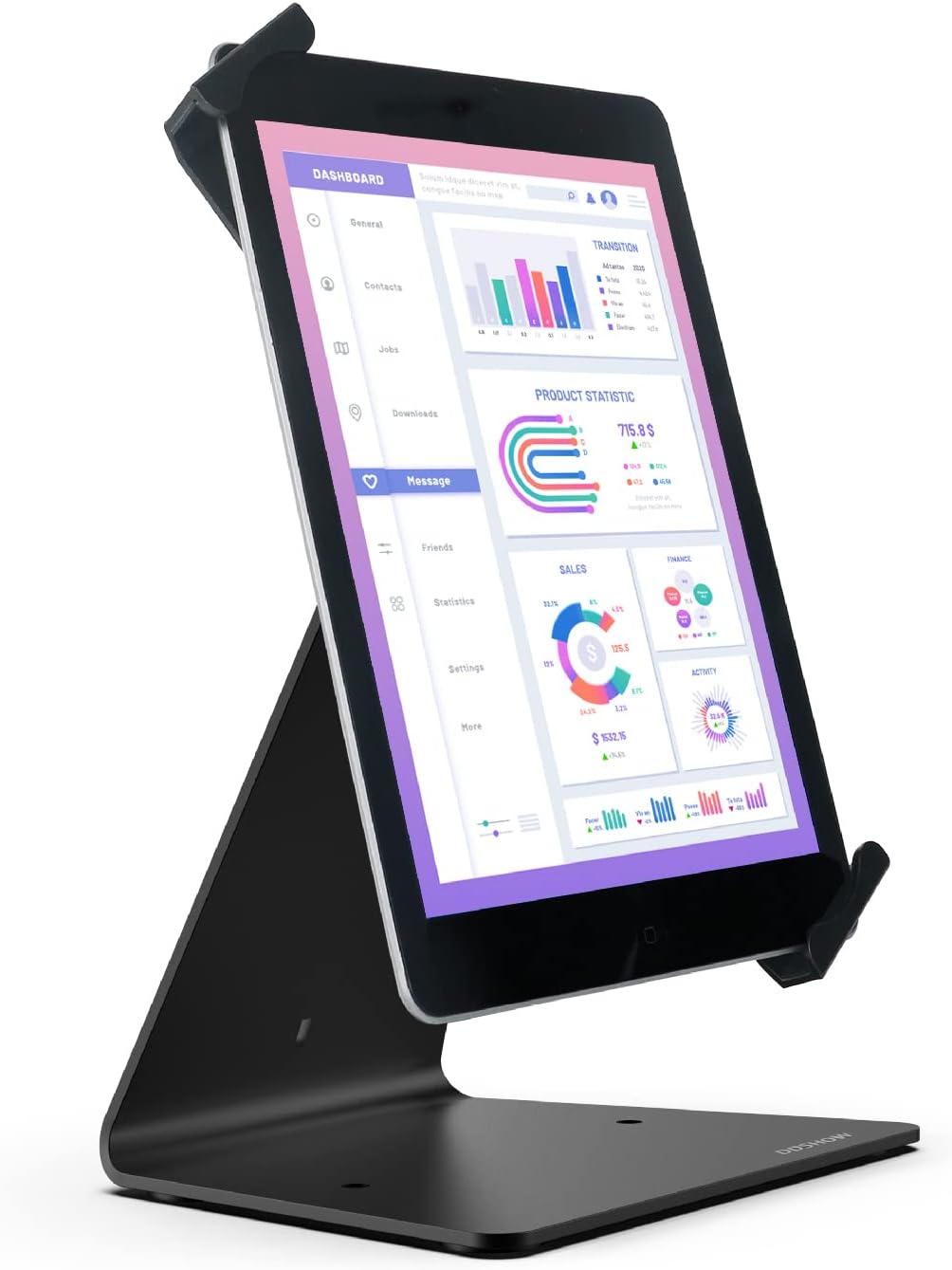 Black 8 to 10.1 Inch Tablet Security Kiosk Stand with Lock and Key N9517