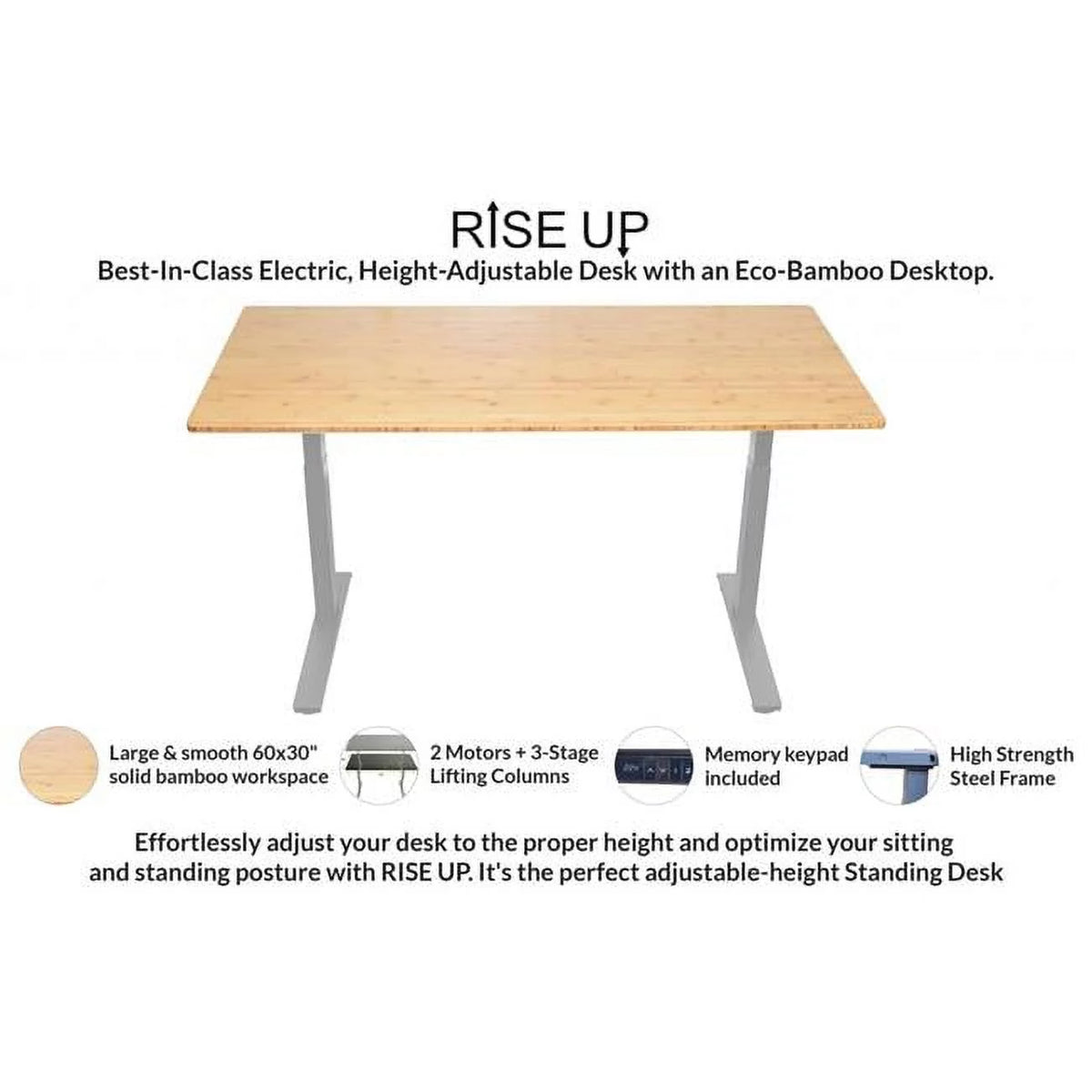 Gray Natural Bamboo Adjustable Computer Desk K8275