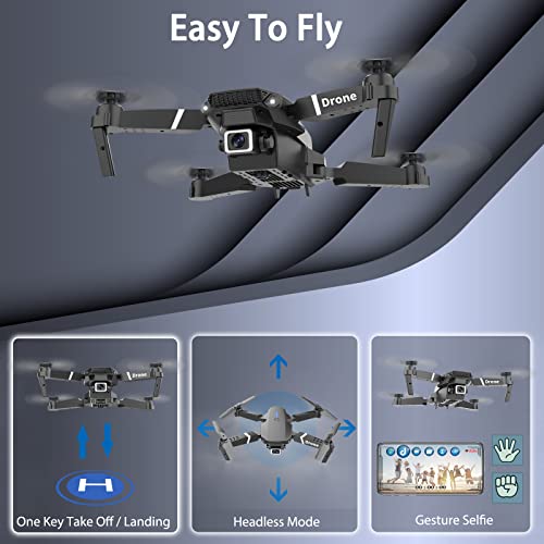Foldable RC Quadcopter with Dual Camera, 1080P FPV, 3 Batteries W964370