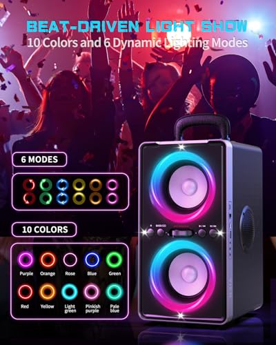 Portable Bluetooth Speaker 200W Peak with Subwoofer LED Light Z551498