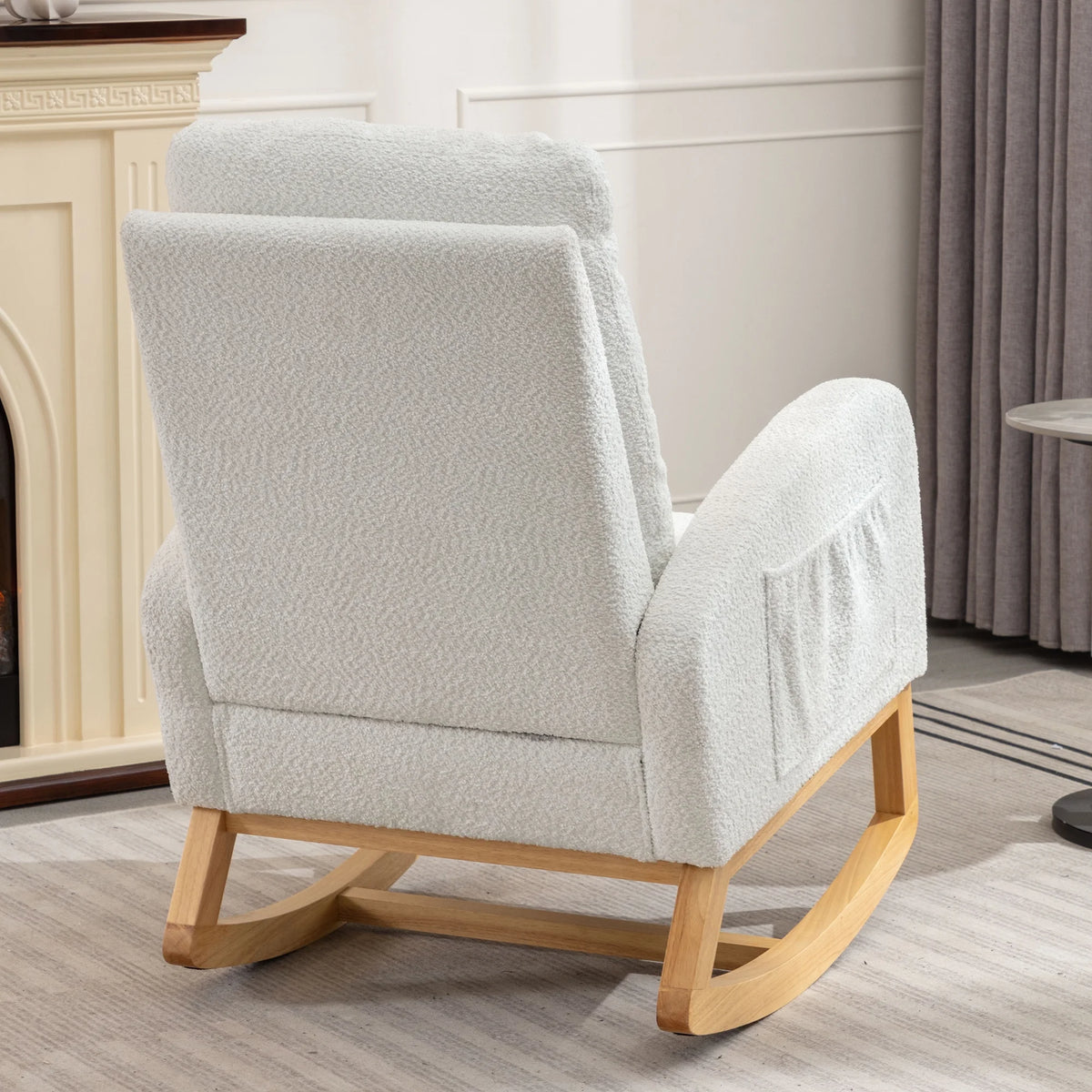 Rocking Chair with Footrest High Back Rubber Wood Legs P538117