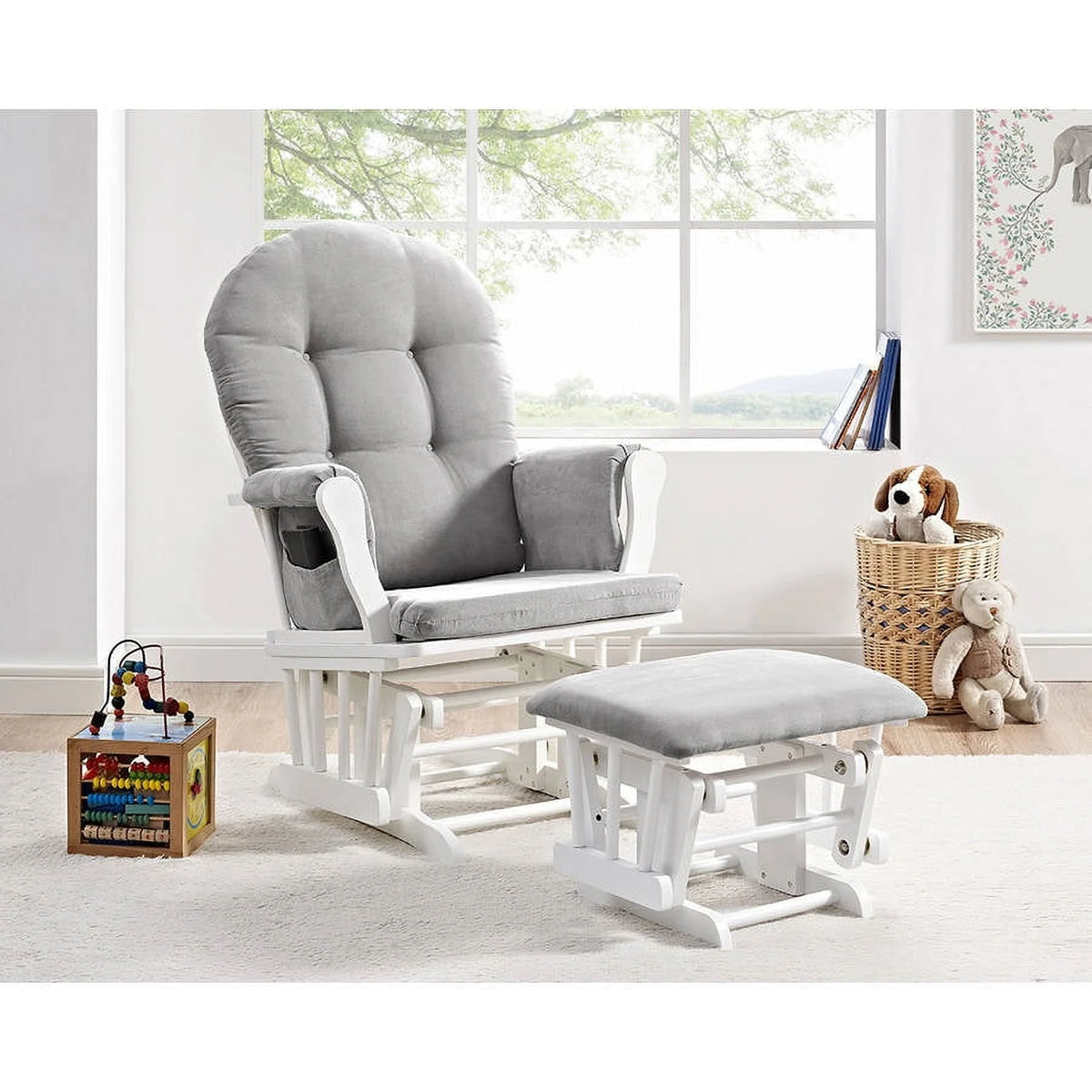 Windsor Glider and Ottoman, Natural w/ Beige Cushion U648908