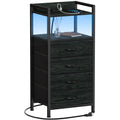White Fabric Vertical Dresser with Charging Station D2135
