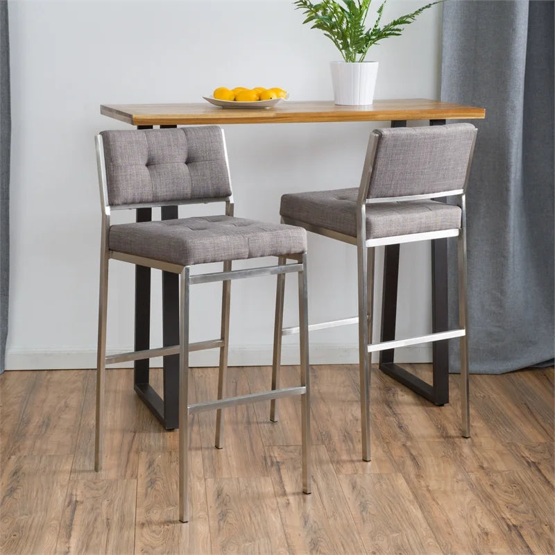 Light Grey Fabric Barstools Set of 2 J654573