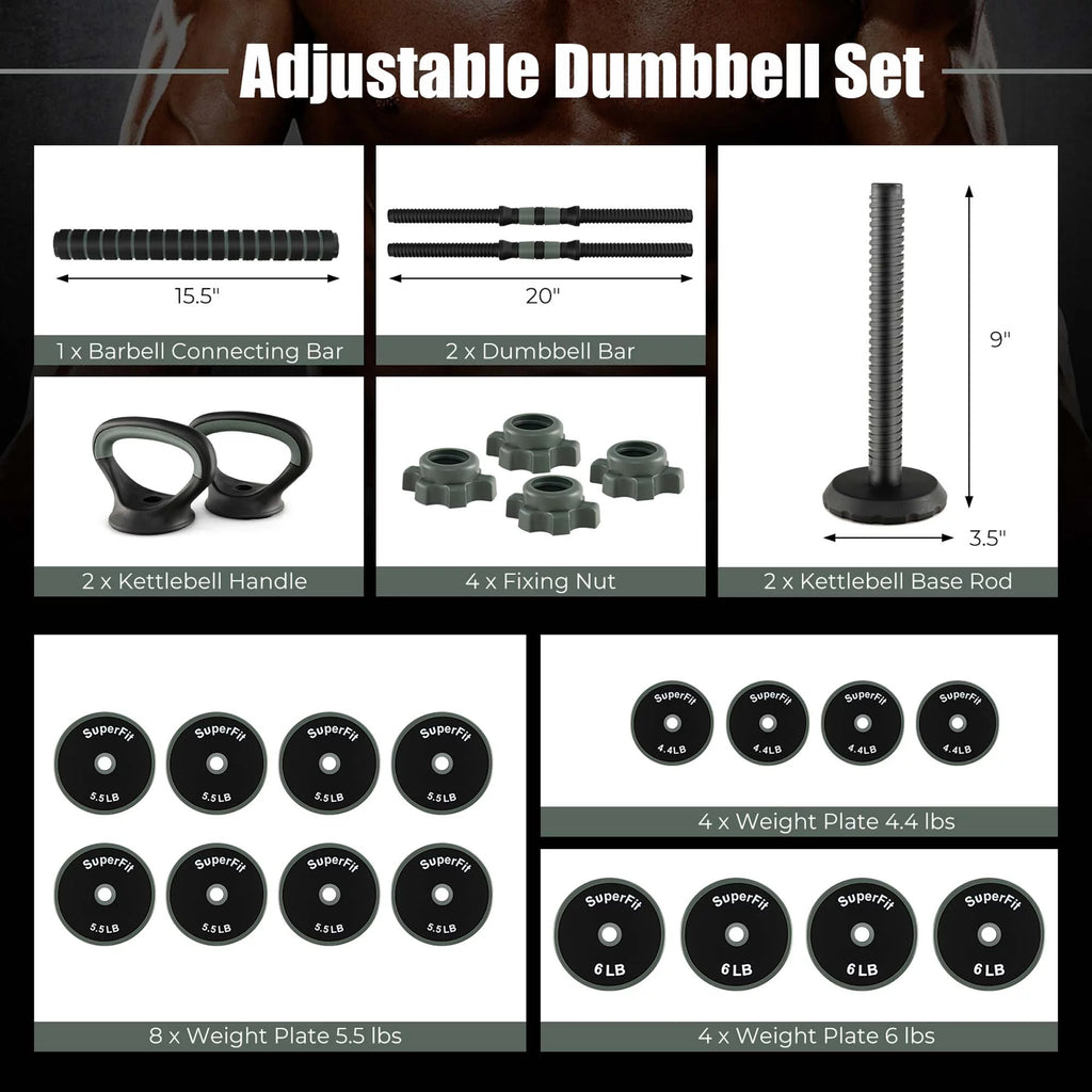 4 in 1 Adjustable Dumbbell Set 92lbs U36802
