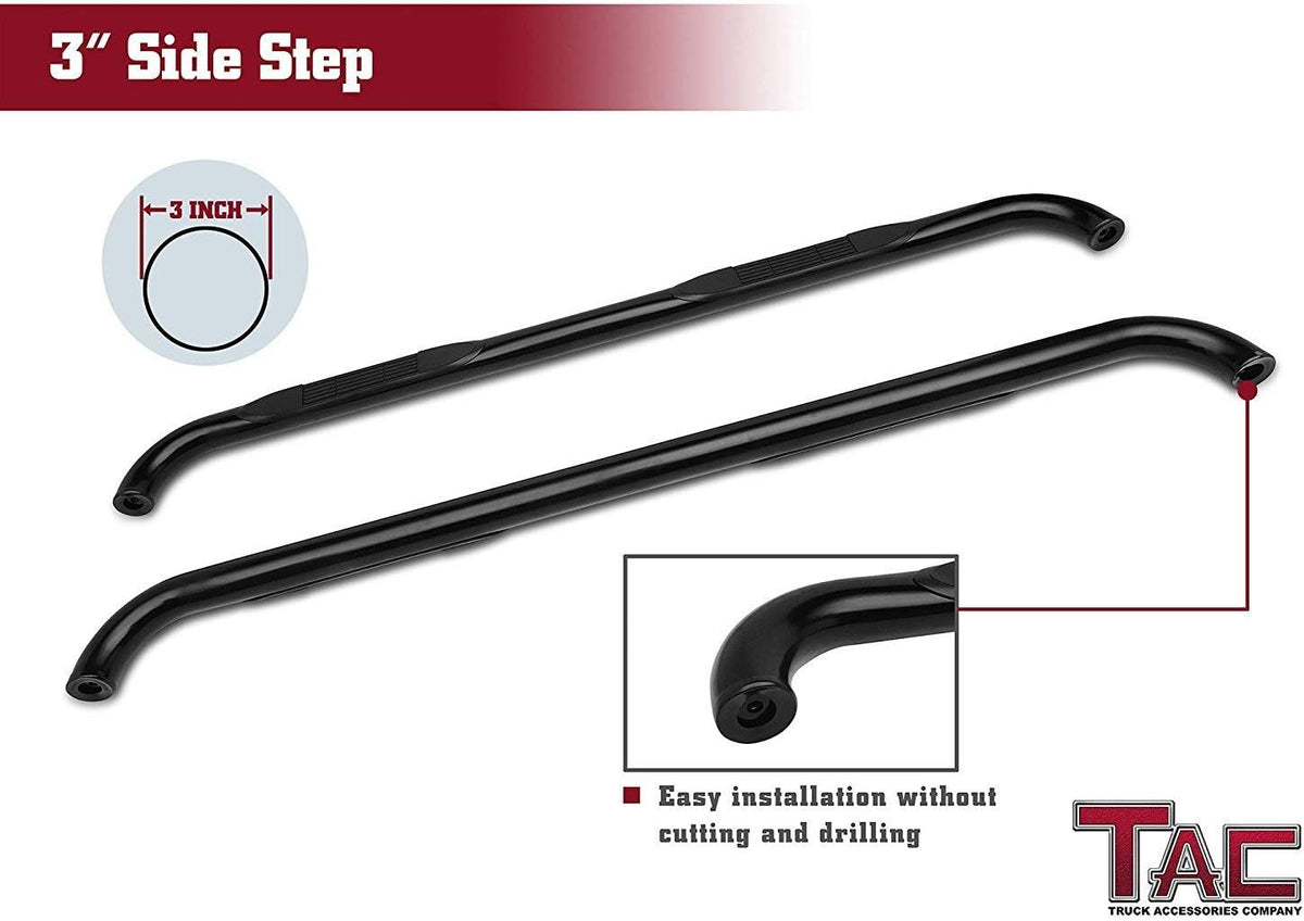 Black Side Steps Nerf Bars Running Boards 2Pcs K523