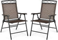 Set of 2 Folding Outdoor Sling Chairs with Armrest and Metal Frame L9946