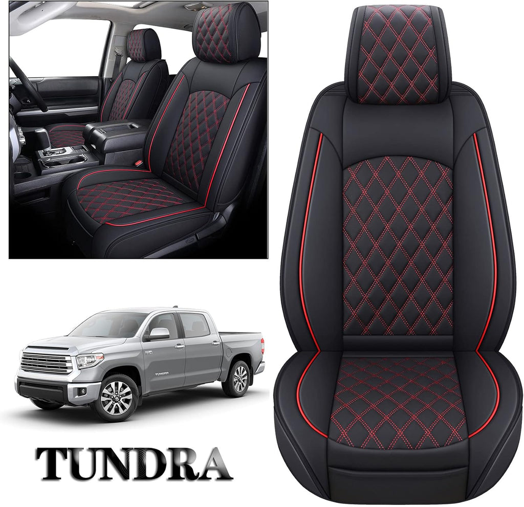 Waterproof Faux Leather Full Seat Covers 5 PCS Full Set Black-Red G44932