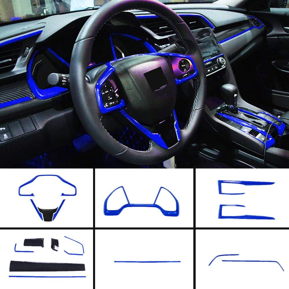 Full Set Car Interiors Instrument Panel Center Console Moulding Trim Air Outlet Steering Wheel Cover 16Pcs J103