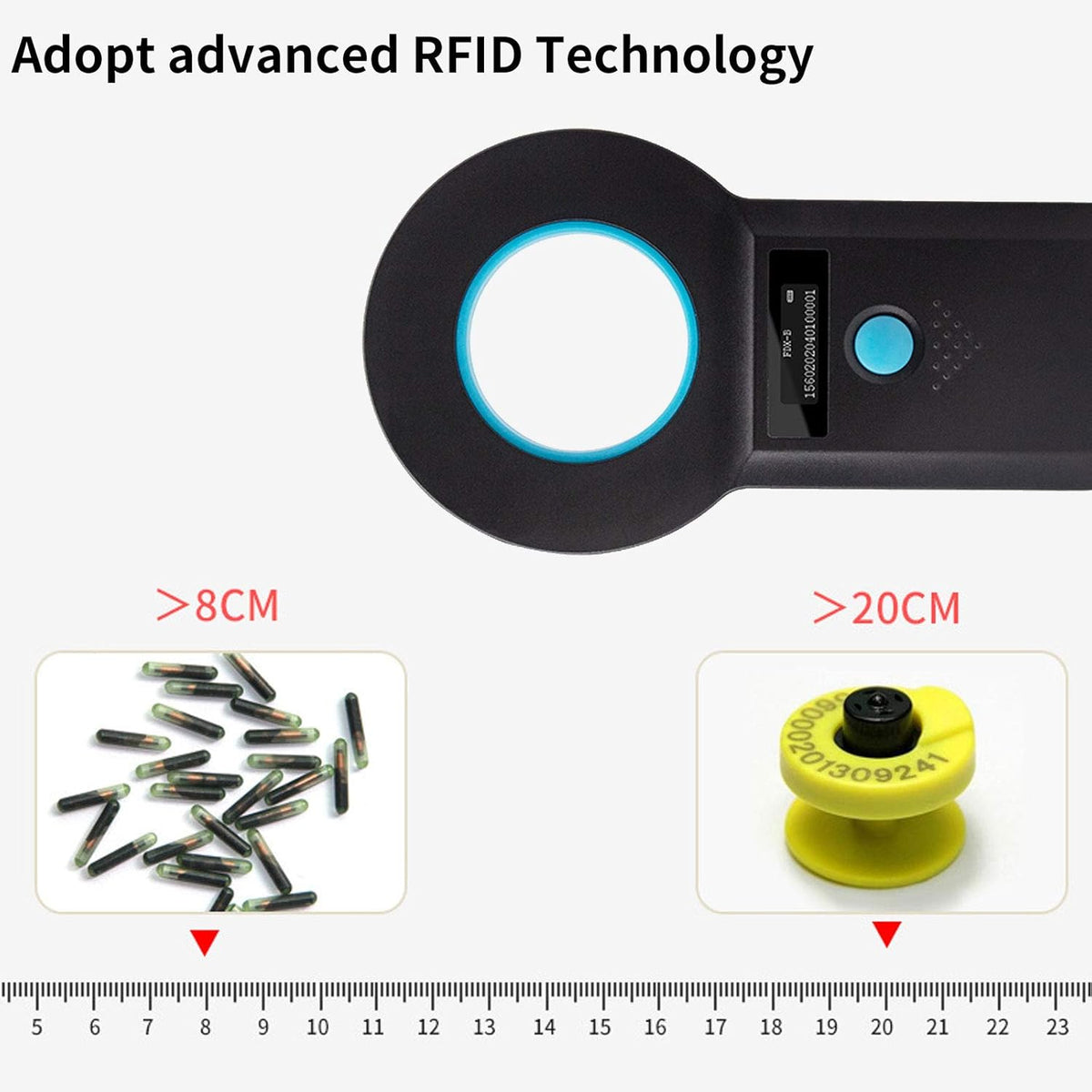 Bluetooth RFID Animal Microchip Scanner Rechargeable A839