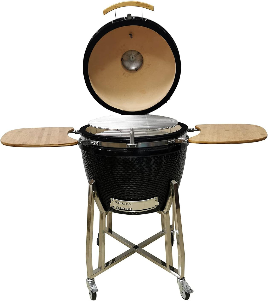 24 Kamado Ceramic Grill with Stainless Steel Cart I85126