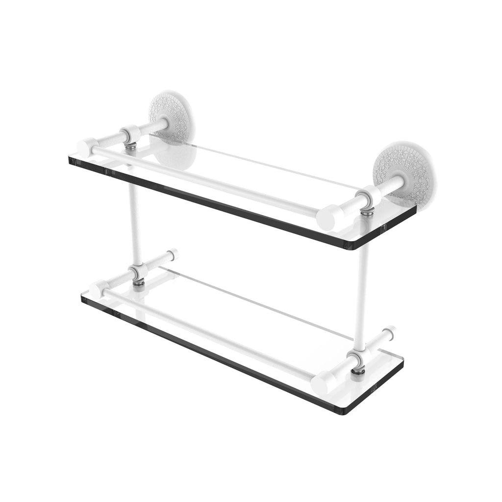 Venetian Bronze 16 inch Double Glass Shelf with Gallery Rail F992