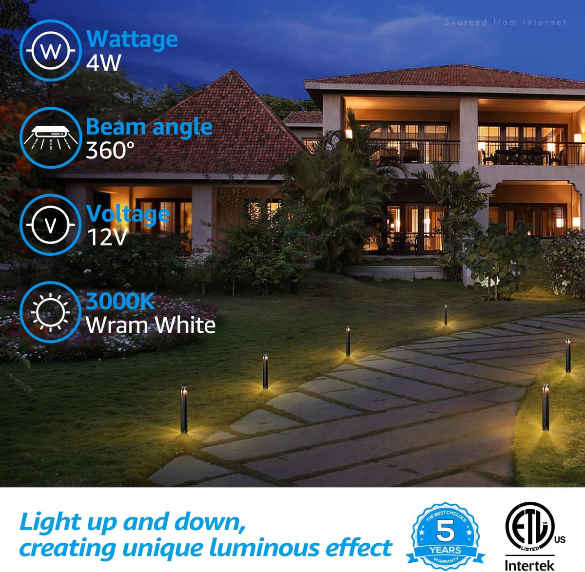 12-Pack Low Voltage Bollard Pathway Lights O40682