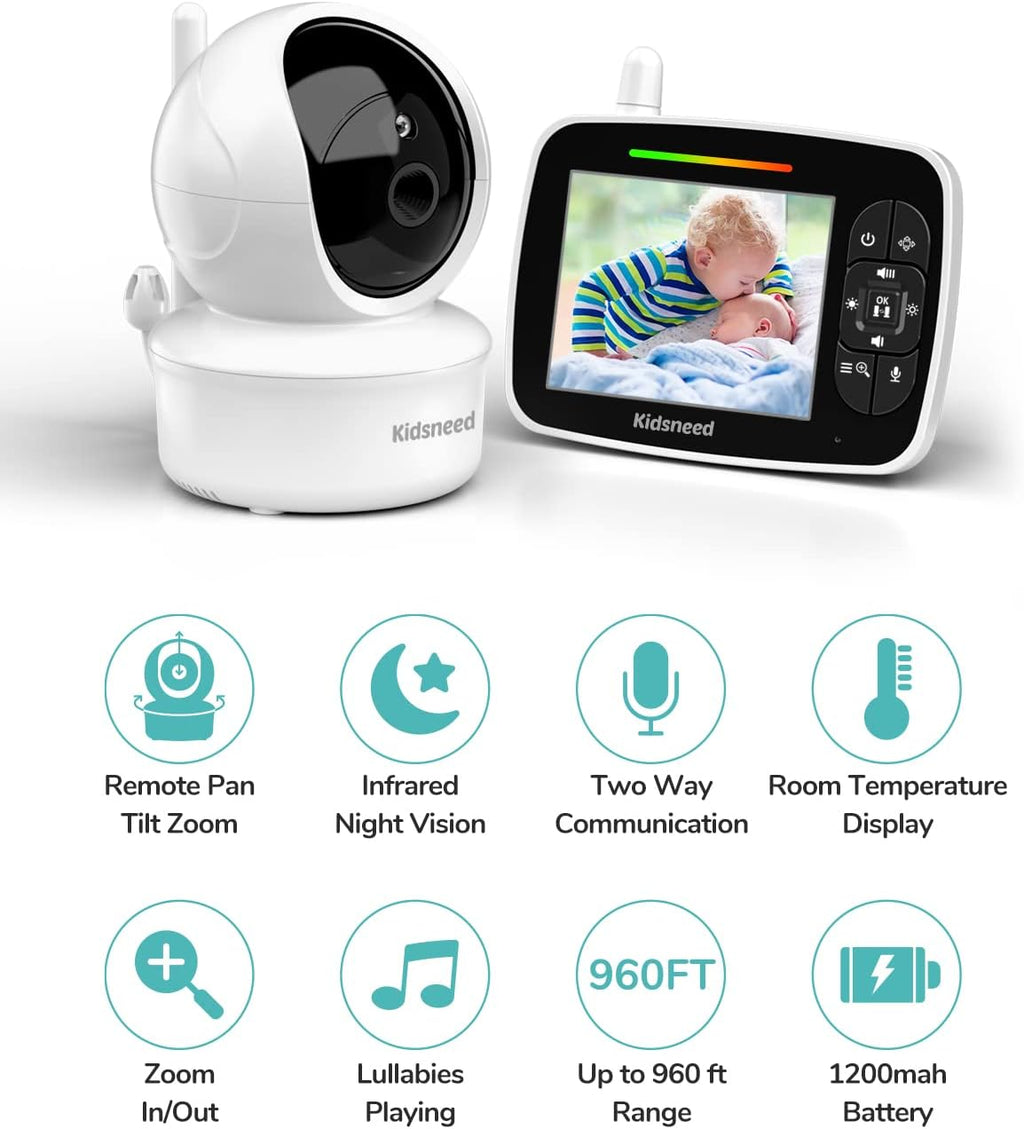 Video Baby Monitor with Pan-Tilt-Zoom Camera and Night Vision B806