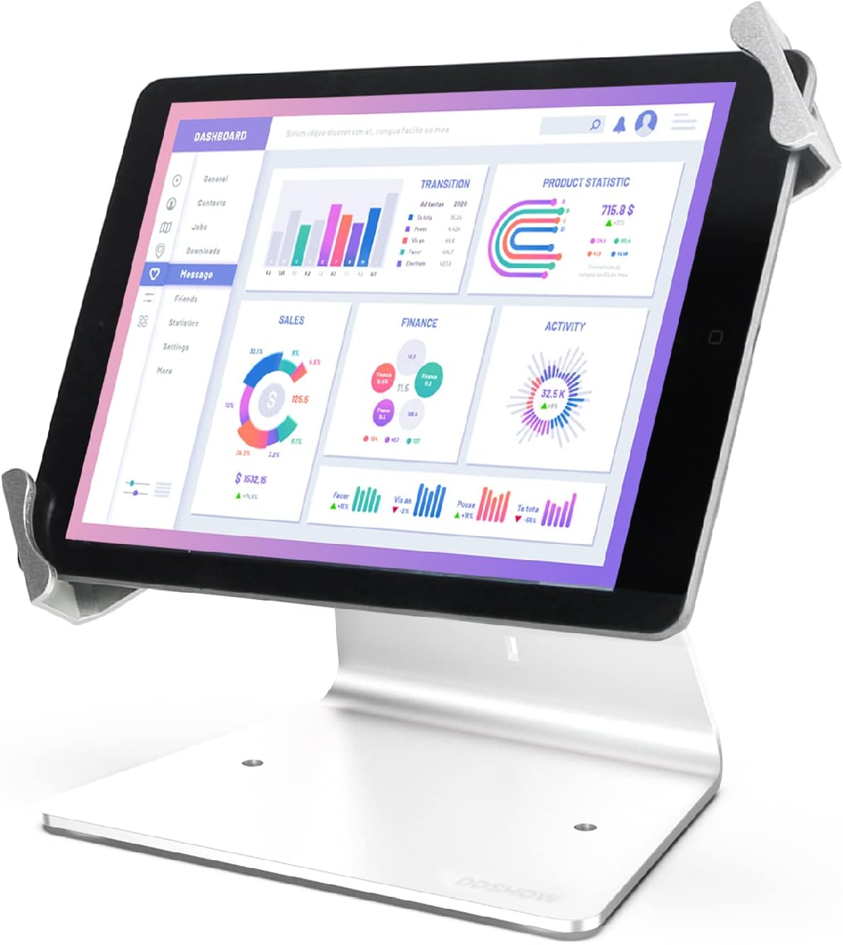 Black 8 to 10.1 Inch Tablet Security Kiosk Stand with Lock and Key N9517