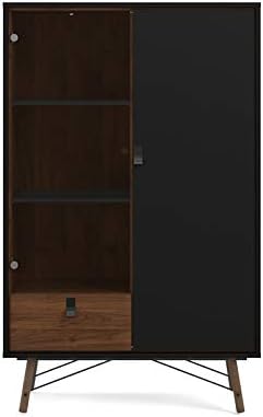 Black Matte Walnut 1 Glass Door China Cabinet K809