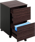 Brown 2 Drawer Wood Mobile File Cabinet with Storage R5228