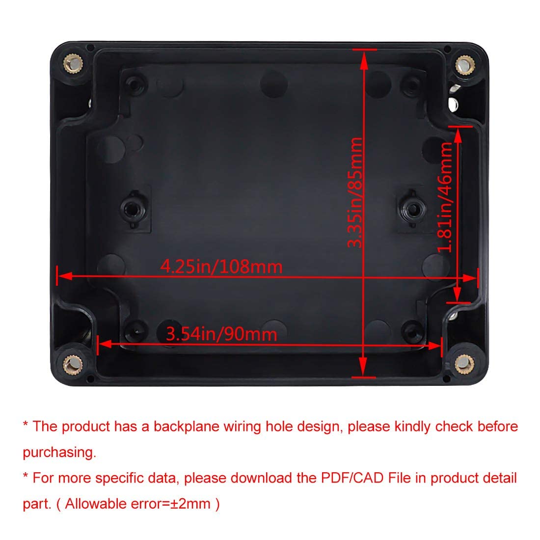 ABS Plastic Electrical Project Box Black 4.5 x 3.5 x 2.1 inch S5156