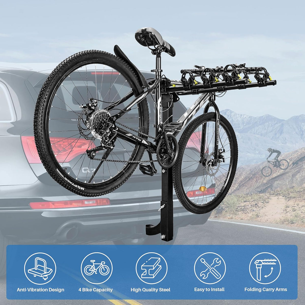 3 Bike Hitch Mount Carrier with Tie Down Strap B693