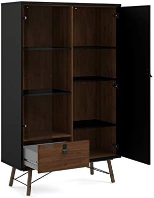 Black Matte Walnut 1 Glass Door China Cabinet K809