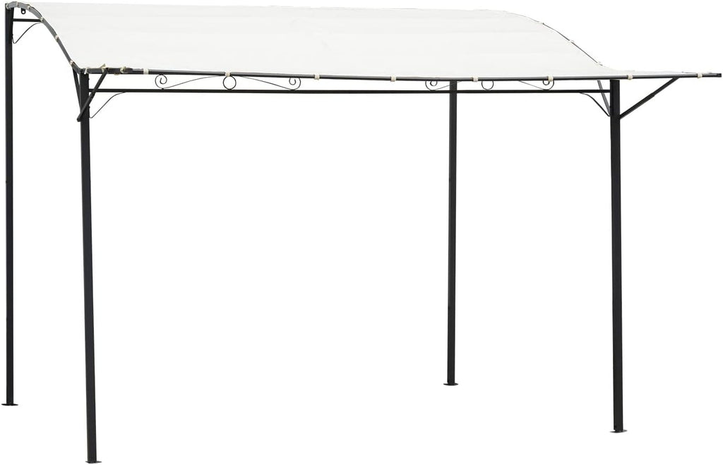 10 x 8ft Beige Metal Pergola with Side Awning F6650