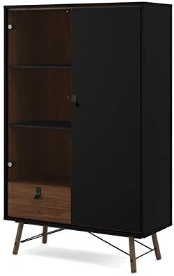 Black Matte Walnut 1 Glass Door China Cabinet K809