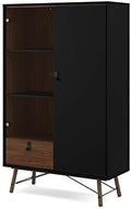 Black Matte Walnut 1 Glass Door China Cabinet K809