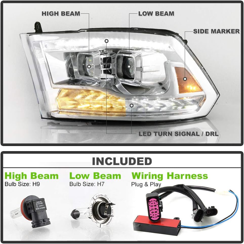 Chrome Housing LED Projector Headlights Assembly X2203