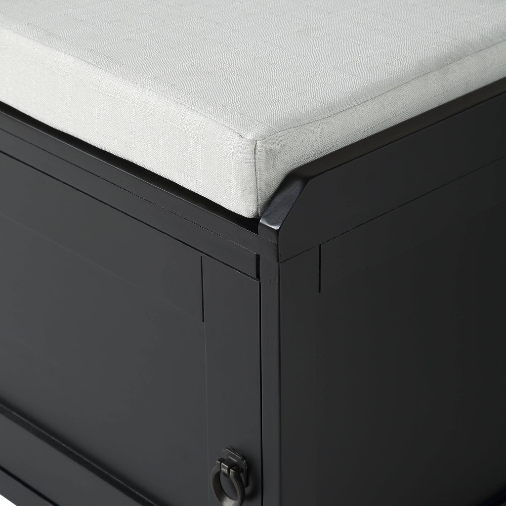 Wood Storage Bench with 2 Cabinets Black T78616