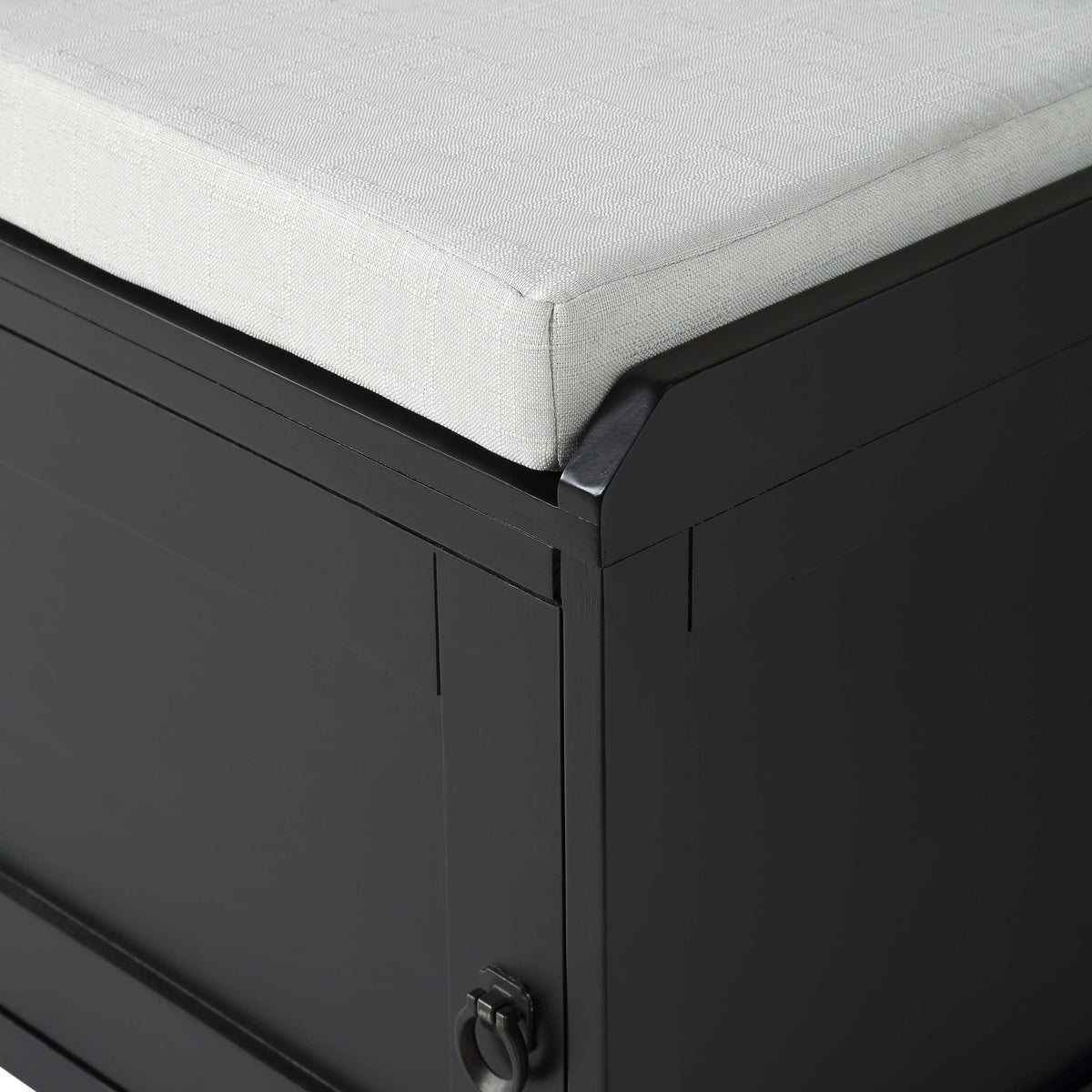 Wood Storage Bench with 2 Cabinets Black T78616