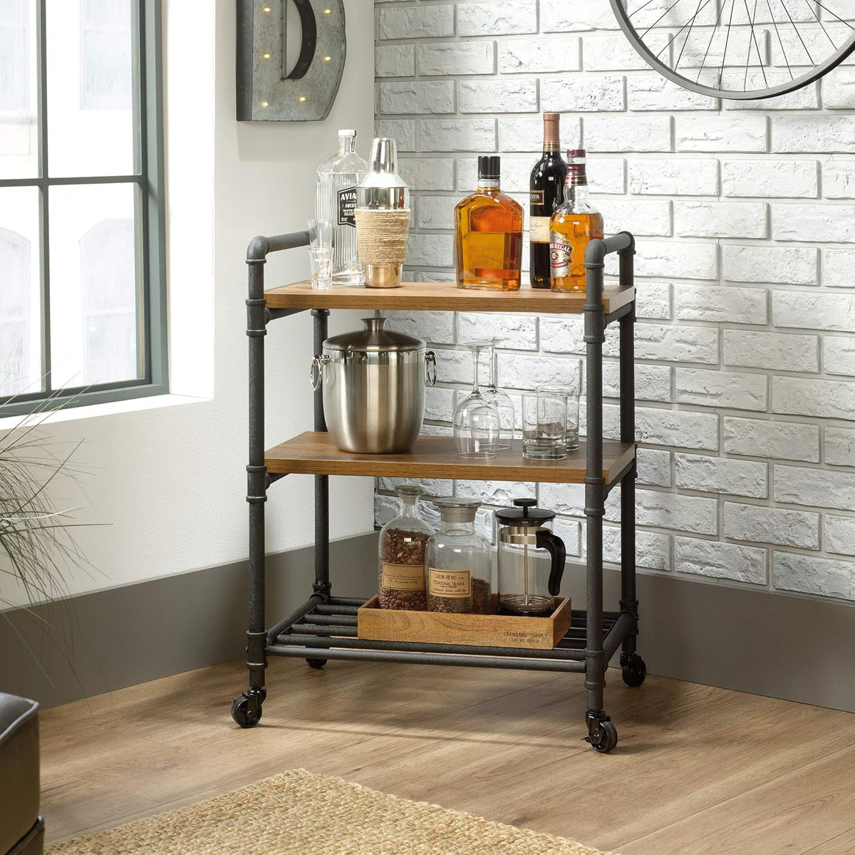 Multi-Purpose Cart Checked Oak Finish A9607