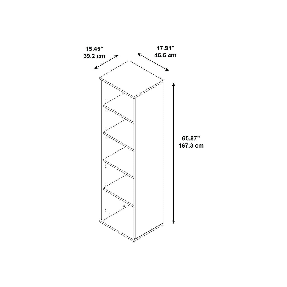 5-Shelf Narrow Bookcase Z365