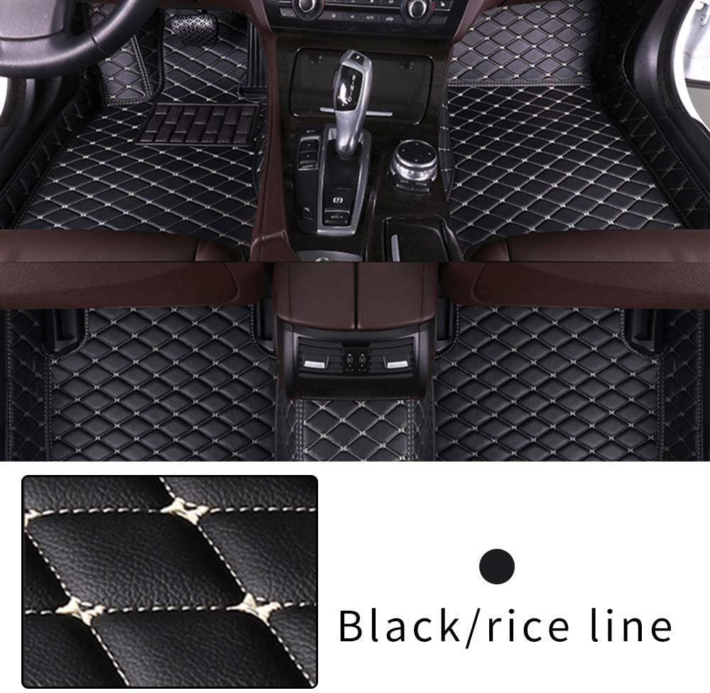 Black Beige Leather Car Floor Mat C24155