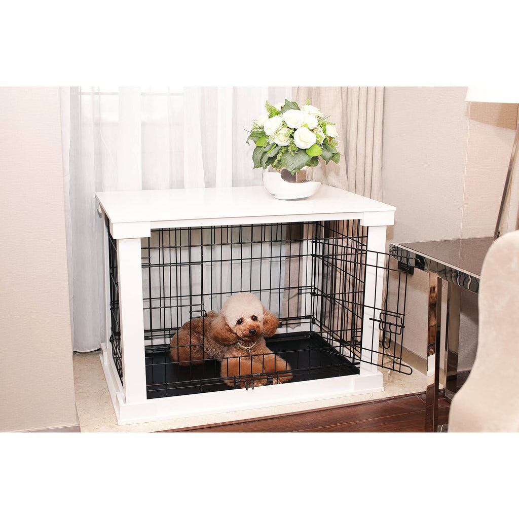 White Medium Cage with Crate Cover D641