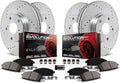 Front and Rear Carbon Fiber Brake Pads with Drilled & Slotted Brake Rotors Kit B941