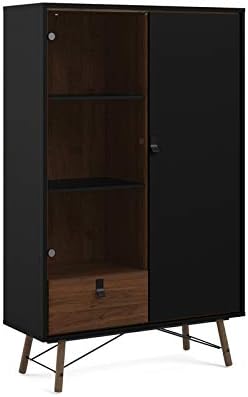 Black Matte Walnut 1 Glass Door China Cabinet K809
