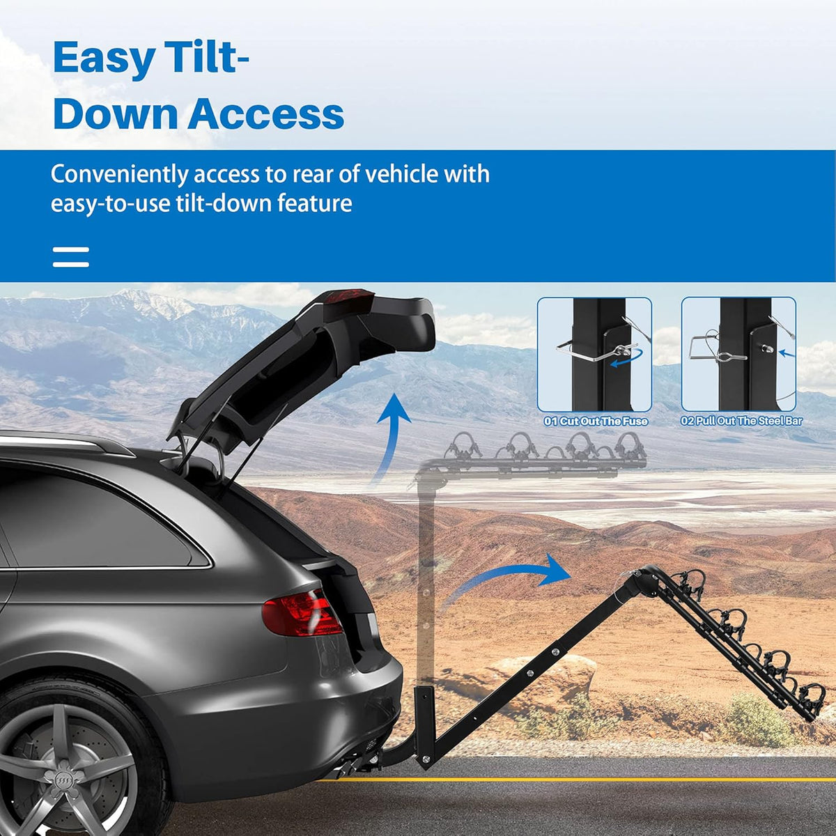 3 Bike Hitch Mount Carrier with Tie Down Strap B693