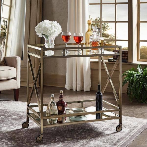 Antique Brass Bar Cart R621044