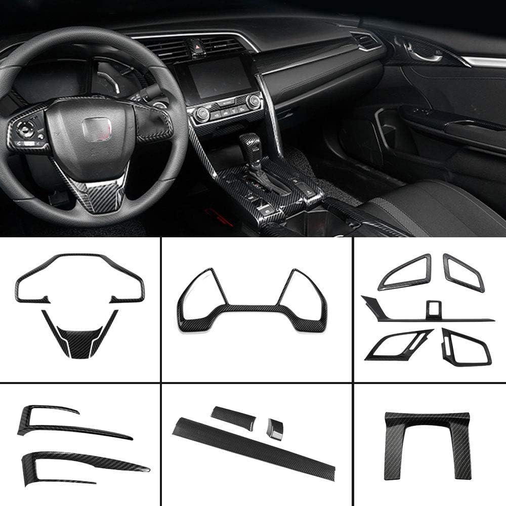 Full Set Car Interiors Instrument Panel Center Console Moulding Trim Air Outlet Steering Wheel Cover 16Pcs J103