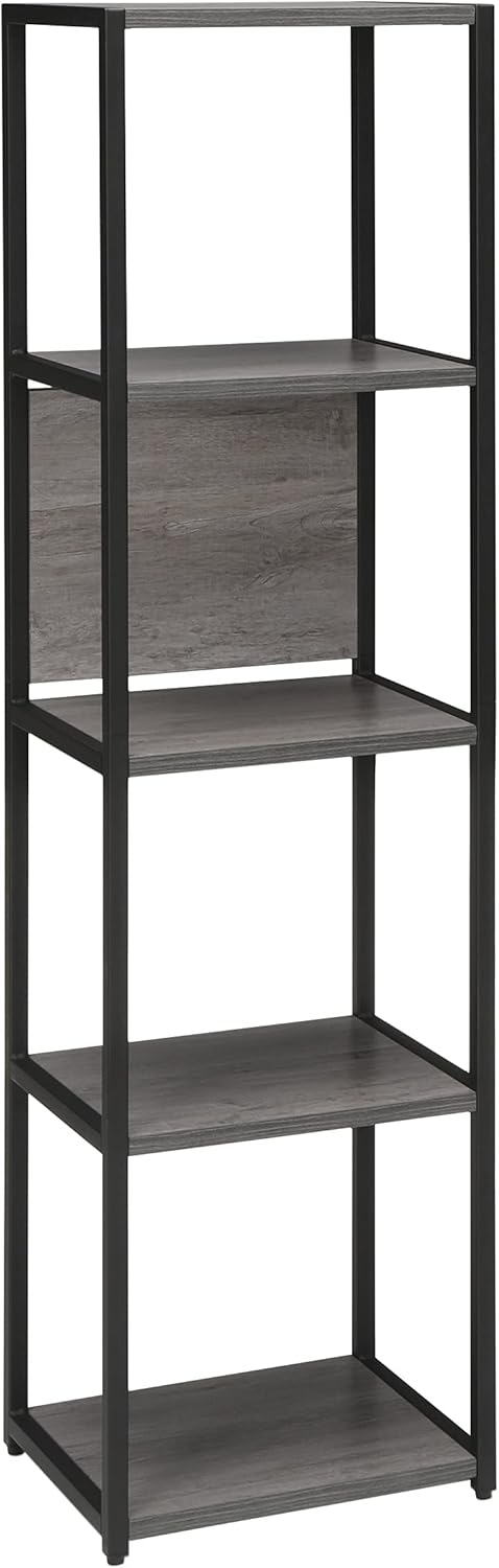 5 Shelf Black/Gray Bookcase V432