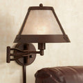 Bronze Swing Arm Wall Lamp with Mica Shade I494