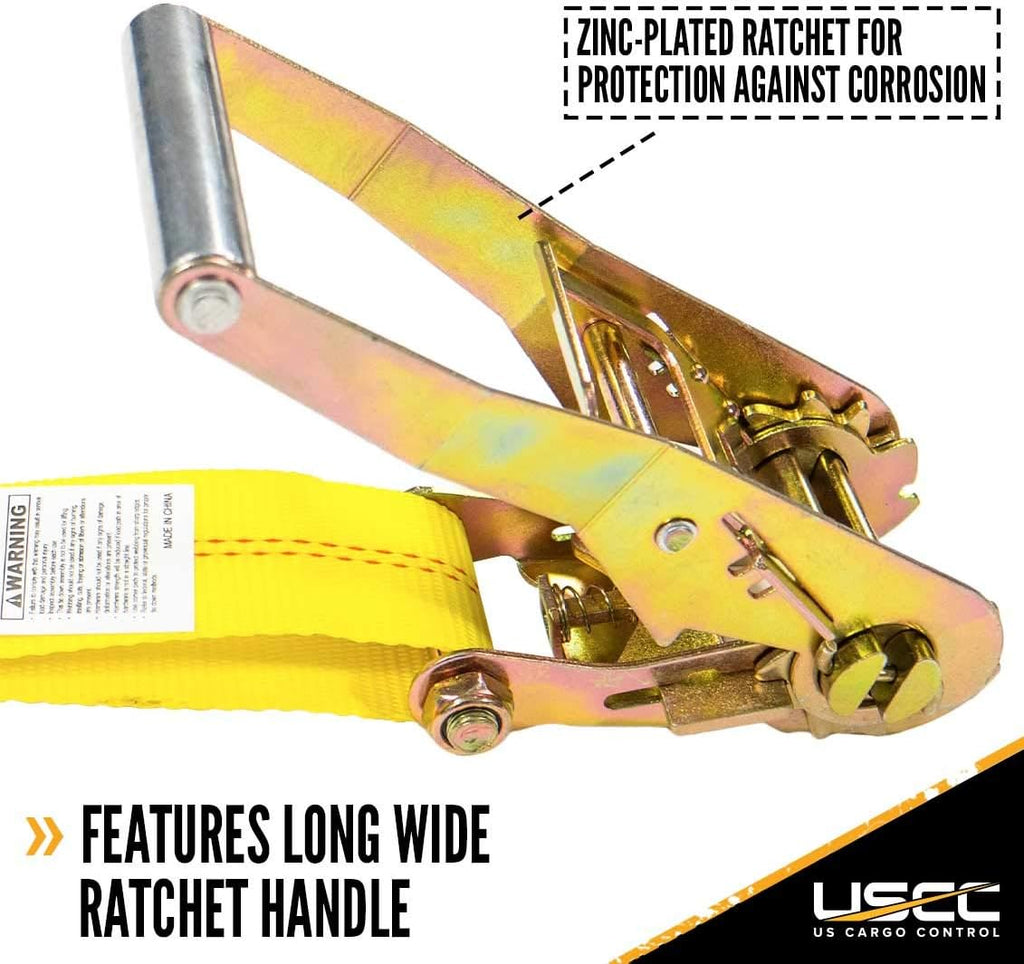 2 Inch x 30 Foot Ratchet Straps with Chain Extension 4 Pack X741